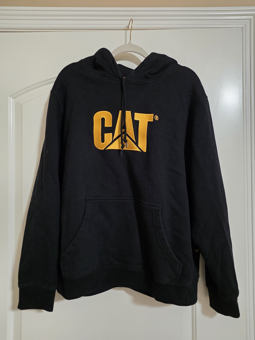 CAT Men's Black Hoodie with Gold Logo